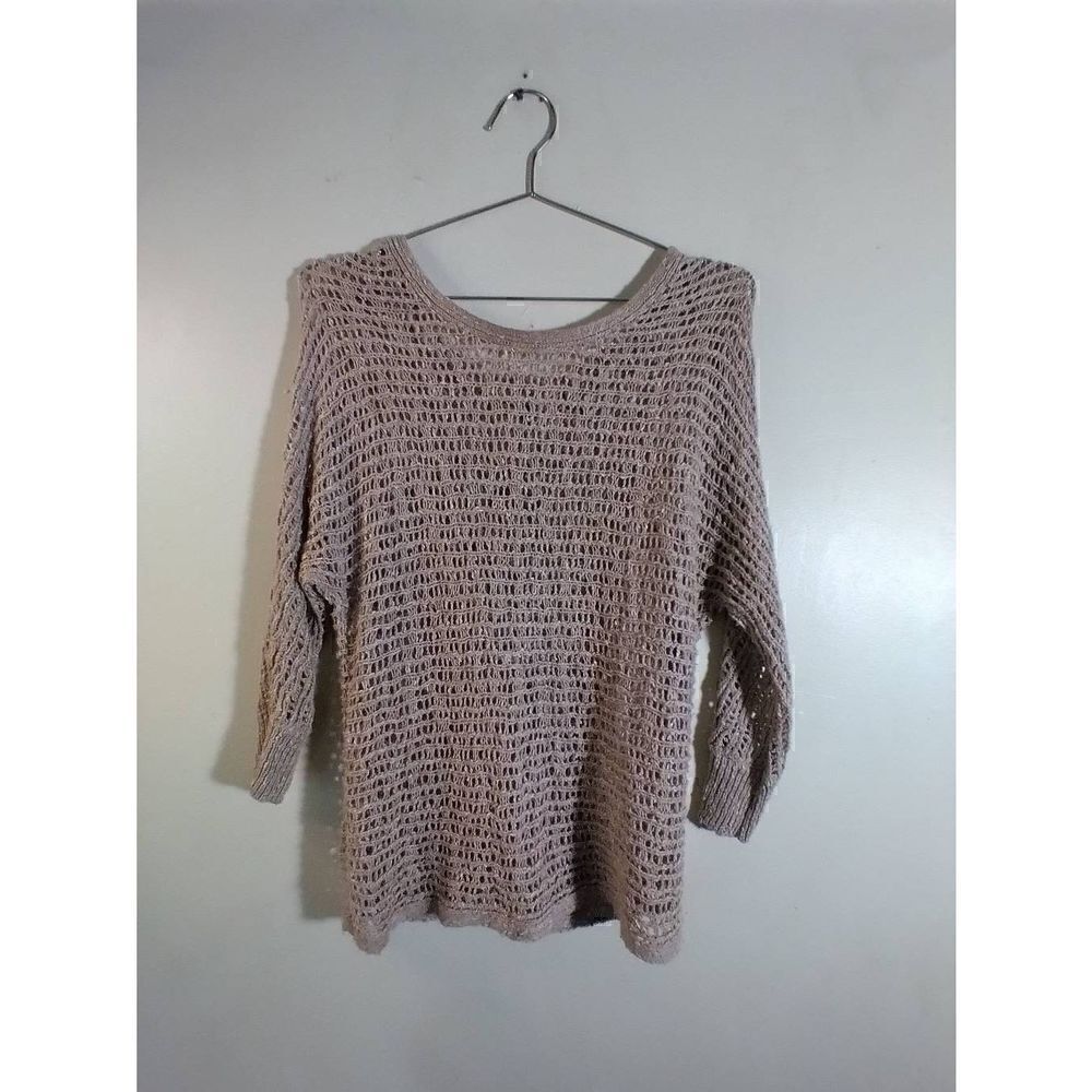 Lucky Brand Women's Knit Sweater XS w Button Down Back Tan